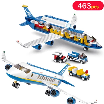 

463Pcs Aircraft Aviation Series Building Blocks Children's Educational Plastic Insert Bricks Toys And Birthday Gifts