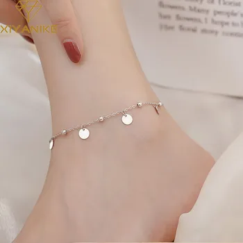 

XIYANIKE 925 Sterling Silver 2020 New Disc Anklet Female Fashion Temperament Elegant Unique Design All-match Foot Bracelet