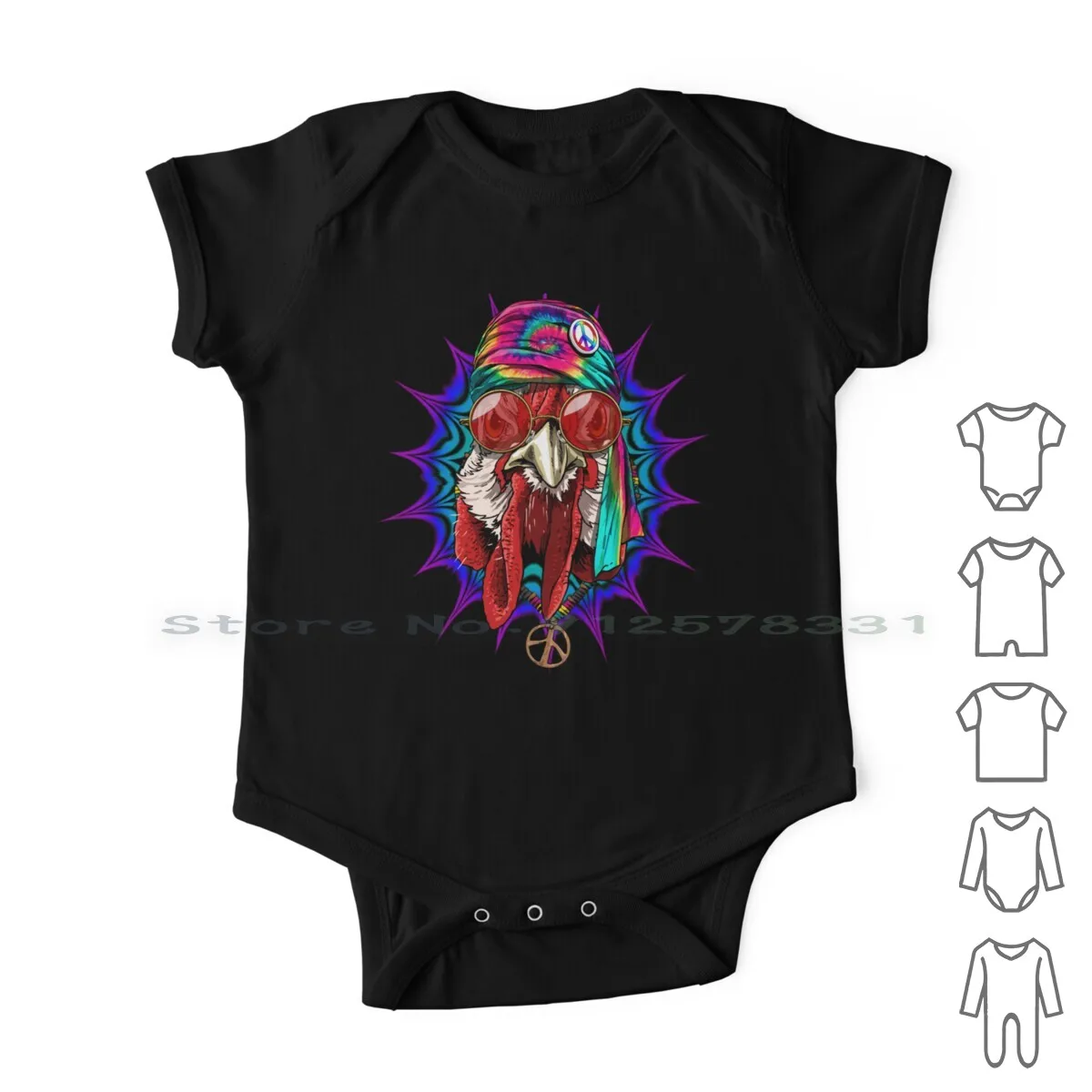 

Tie Dye Hippie Chicken Hippiness Peace Love Chicken Newborn Baby Clothes Rompers Cotton Jumpsuits Cowboy Chicken Chicken Cowboy