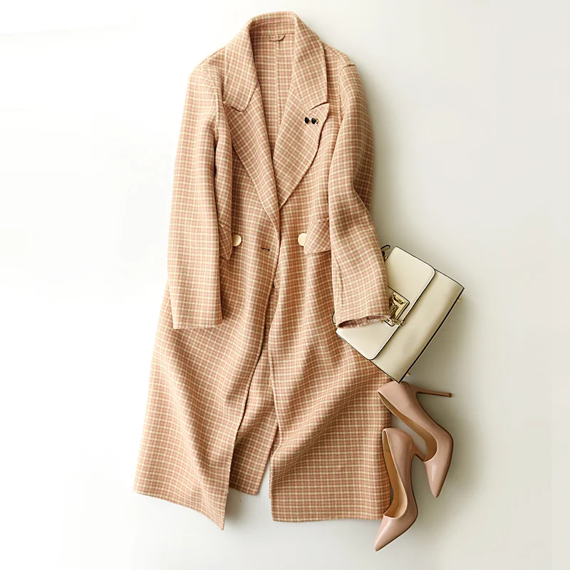 

Women Autumn Winter Coats Jackets Warm Double Side Wool Windbreaker High Quality Long Coat Manteau Femme LX1876