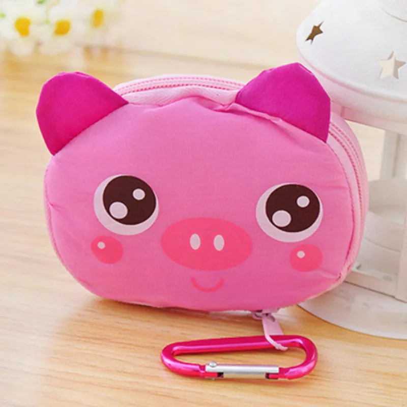 Pink Складная Удобная хозяйственная сумка для хранения продуктов с мультипликационным принтом, многоразовая сумка-тоут, сумки, эко многоразовая сумка для фруктов и овощей - Цвет: Pink