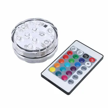 

10LED Remote Controlled RGB Submersible Colorful Light Battery charge Underwater Night Lamp Outdoor Vase Bowl Garden Party Decor