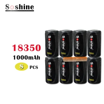 

8PCS Soshine 18350 battery 1000mAh 3.7V Li-ion Rechargeable Battery with battery protective storage box