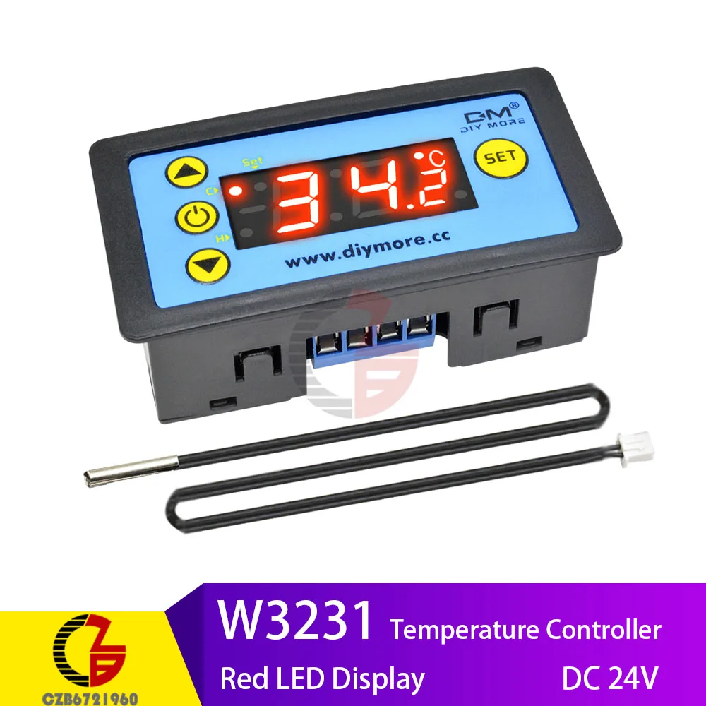 W3231 DC 24V СВЕТОДИОДНЫЙ Цифровой Термостат 110 В 220 в 12 В 24 в регулятор температуры инкубатор котел Крытый Открытый пирометр термометр - Цвет: W3231 DC 24V