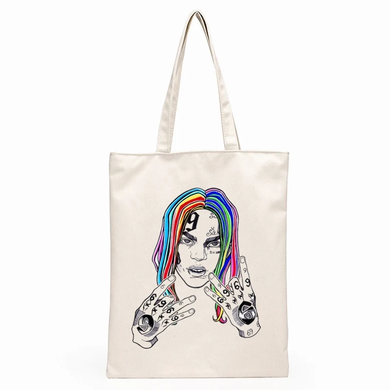 Сумка-тоут 6ix9ine Tekashi69 женская модная холщовая сумочка-тоут повседневная