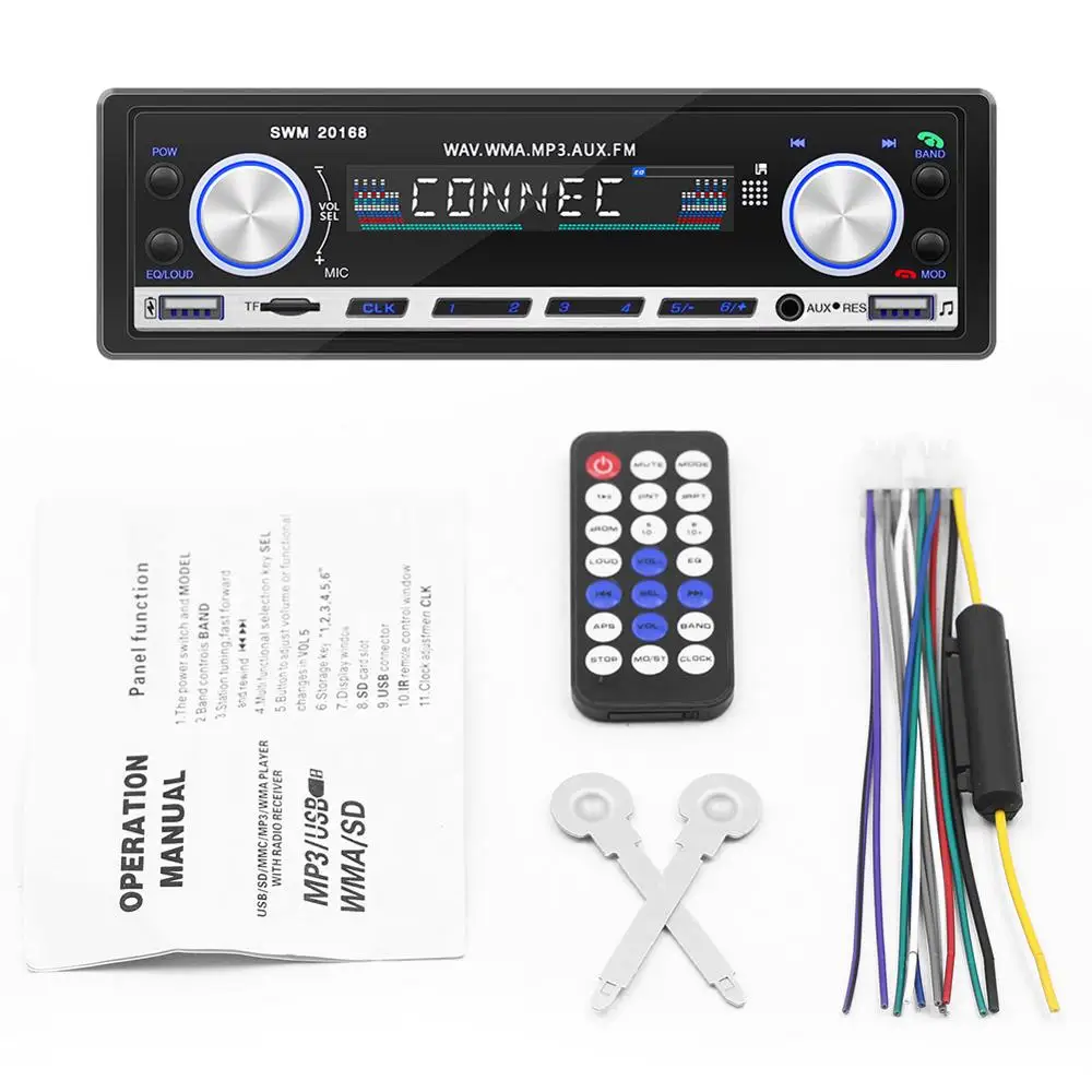 Bluetooth Autoradio Car Stereo Radio FM Aux Input Receiver TF Card USB 12V In-dash 1 din Car MP3 Multimedia Player