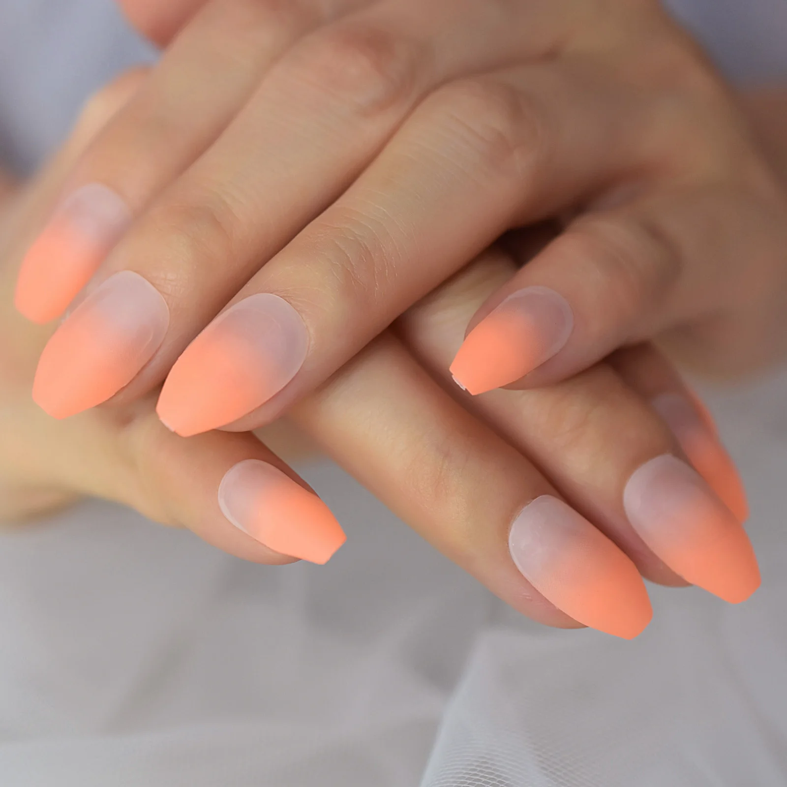 24pcs French Fake Nails Ombre Orange Neon False Short Coffin Nails Fake Nails Medium Press Tipsy Stick On Nails Tips Salon Tools False Nails Aliexpress