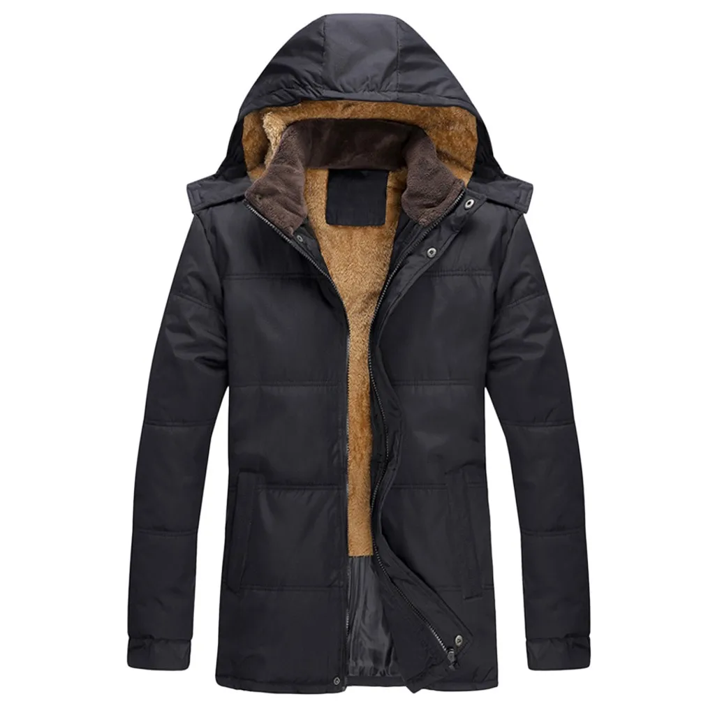 

Men's Winter Warm Thicken Pure Color Hooded Jacket Zipper Outwear Coat Tops Casual Coat Fashion Fashion Coat hooded hoodiescoat