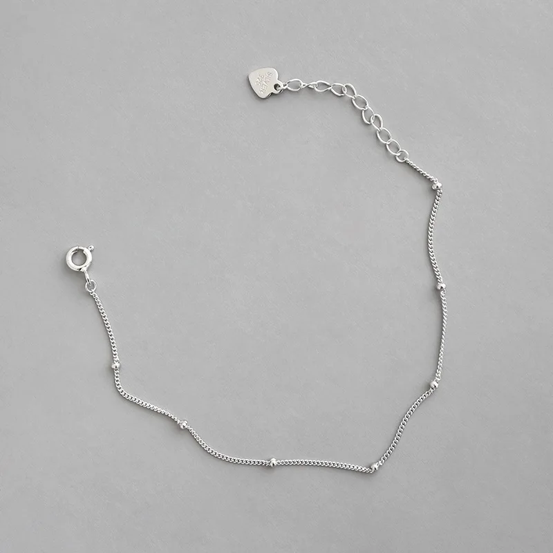 Стерлинговое серебро 925, мини браслет с бусинами, Женская цепочка, pulseira feminina, модные женские серебряные браслеты-обручи, ювелирные изделия