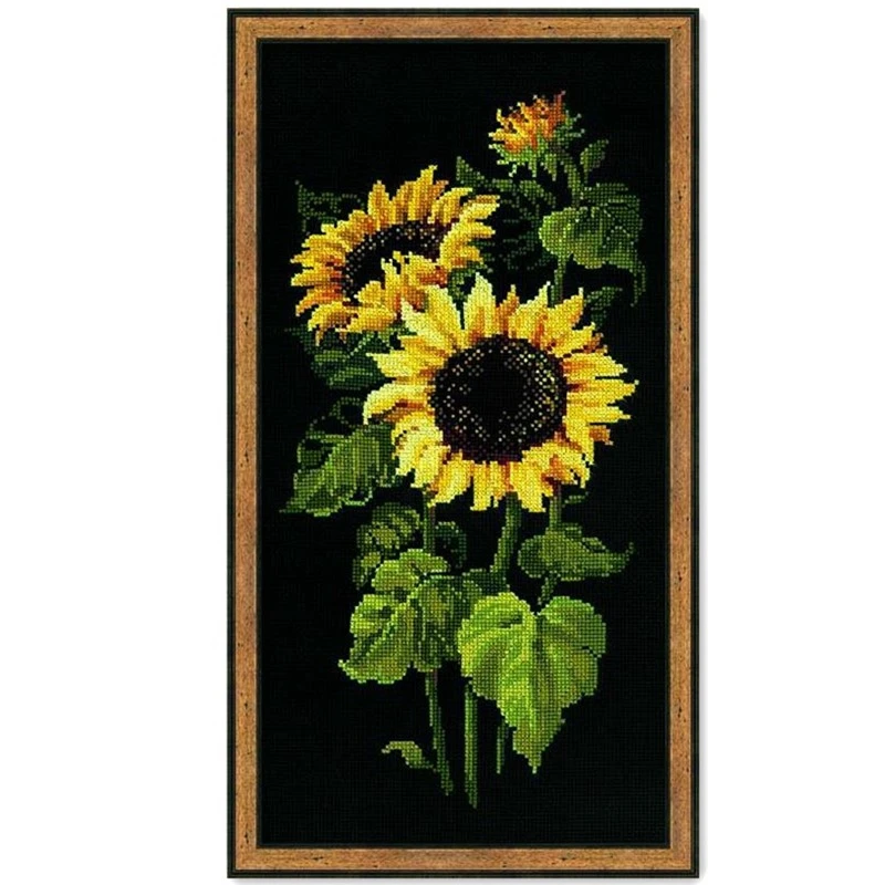 Sunflower cross stitch package plant sets aida 18ct 14ct 11ct black cloth people kit embroidery DIY handmade needlework cross stitch kit