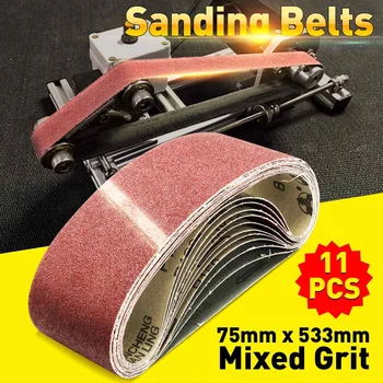 

11Pcs 21 x 3 Inch Sanding Belts 80 120 150 Mixed Grit Alumina Sander File Set