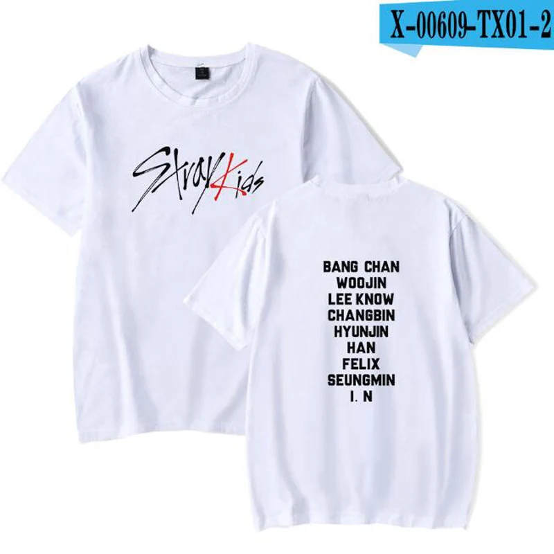 Защищает Детские Kpop футболки MINHO JISUNG WOOJIN CHANGBIN Феликсом в Корейском стиле, уличная одежда в стиле «хип-хоп», короткий рукав Футболка straykids - Цвет: 020