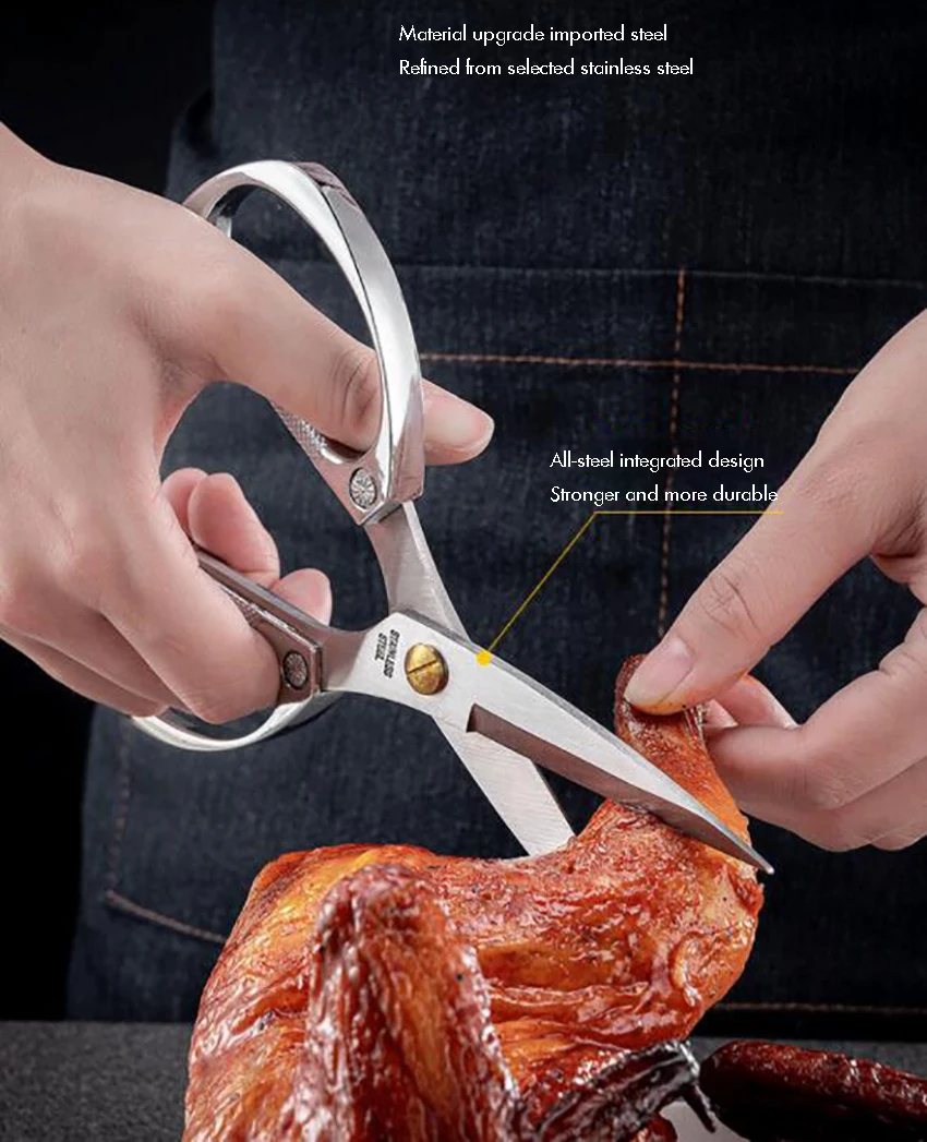 Description Picture 3 of itemKitchen Shears Scissors 19cm Stainless Steel Food Scissors for Herbs Chicken Meat Poultry Vegetable Fish Multipurpose Scissors