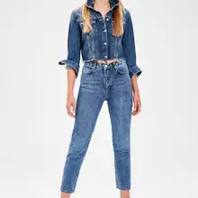 Trendyol Mavi нормальной талией джинсы в винтажном стиле TWOAW20JE0053