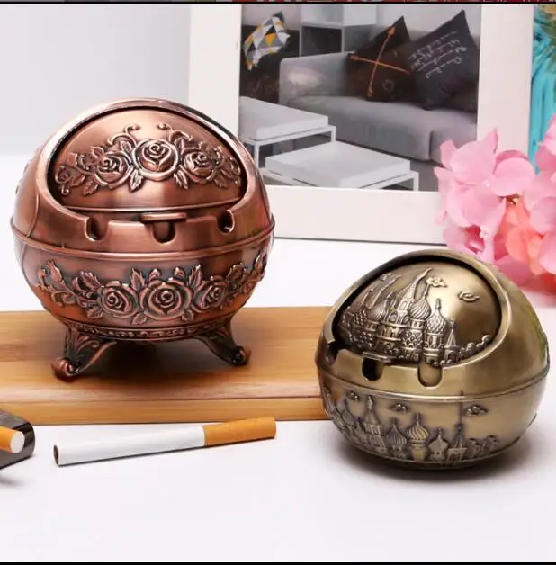 antique metal bronze/copper creative ashtray metal aschenbecher ashtray home cigarette smokeless ashtrays for cigar AT033