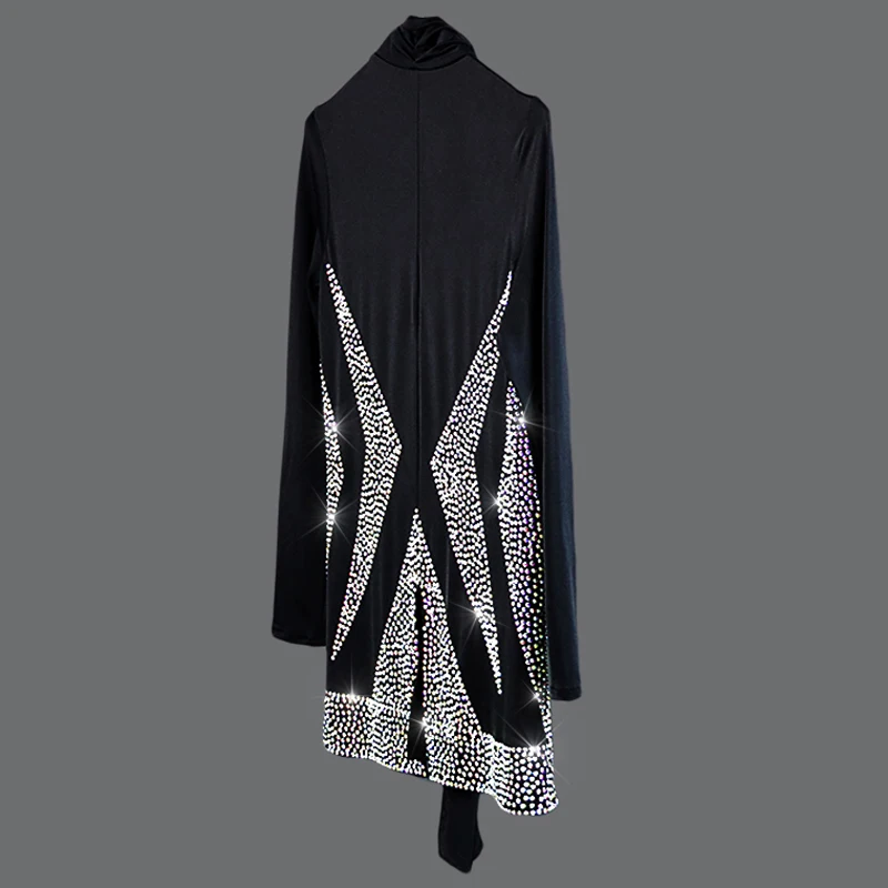 Хорошее качество латинские танцевальные топы мужские черные рубашки со стразами танцевальный костюм для сцены профессиональные конкурентные мужские бальные рубашки BL2009