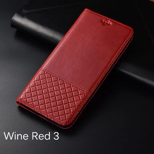 Чехол для Xiaomi Redmi 8, 8A, KEZiHOME, в клетку, стильный, из натуральной кожи, флип, кошелек, чехол для Redmi 8A, чехол для телефона s - Цвет: wine red 3