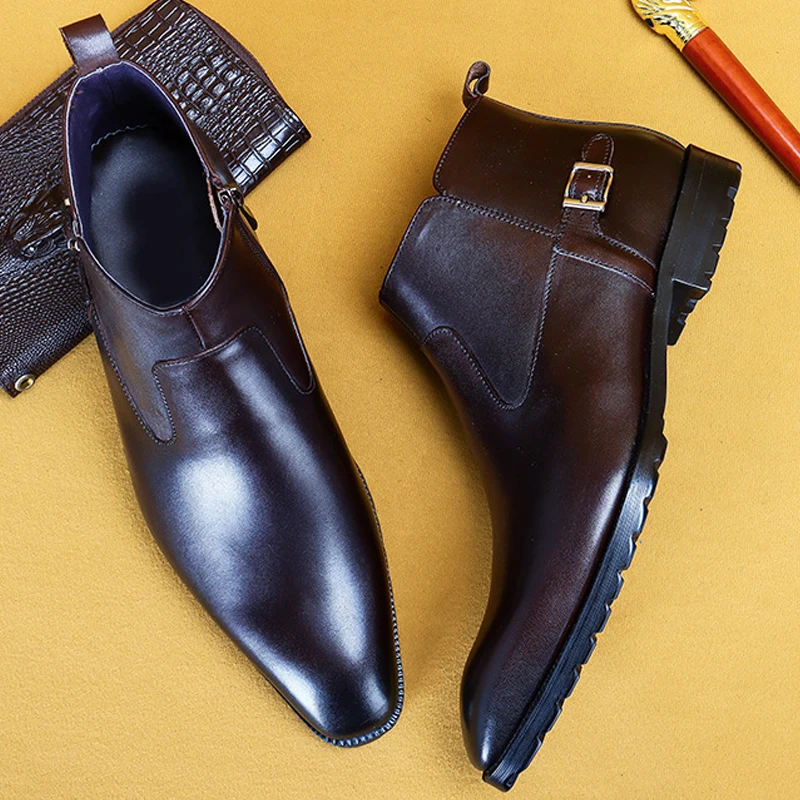 Модные ботинки мужская обувь из натуральной кожи осенняя британская официальная