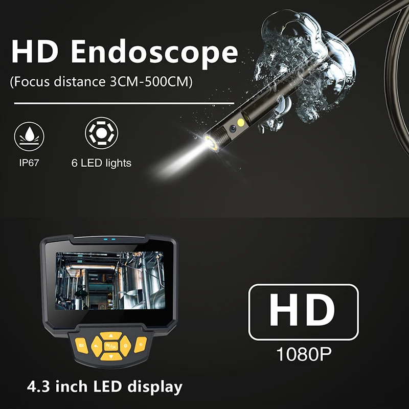 US $22.50 Type c Dual Lens USB Endoscope Camera Endoscopy Camera Rigid Endoscopic Camera Engine Drain Pipe Inspection Camera with Screen