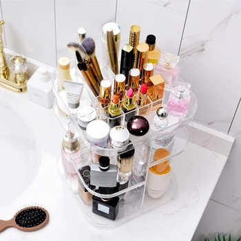 

New DIY Makeup Organizer 360 Degree Rotation Multi-Functional Cosmetic Display Case Storage Box for Brushes Lipsticks Creams