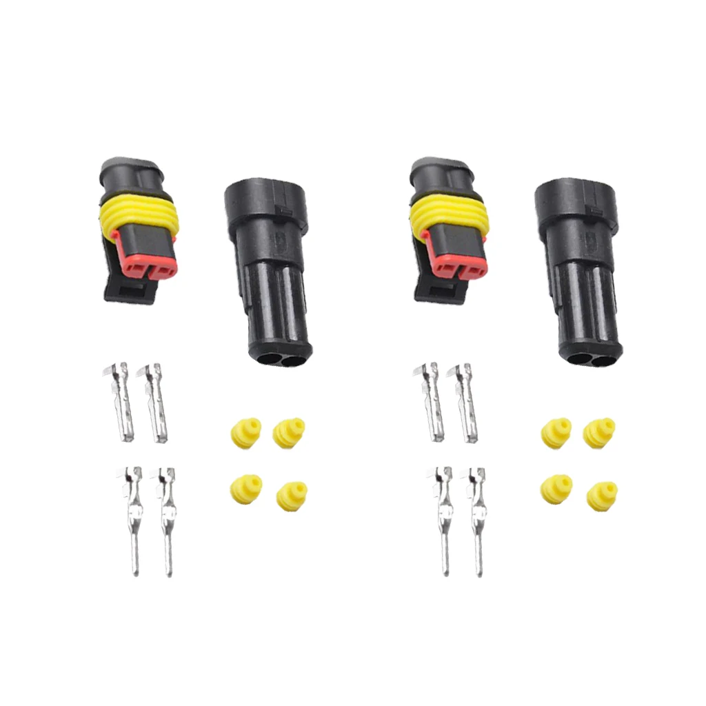 2 Sets 2 Pin Waterproof Electrical Connector for Motorcycle Boat Truck