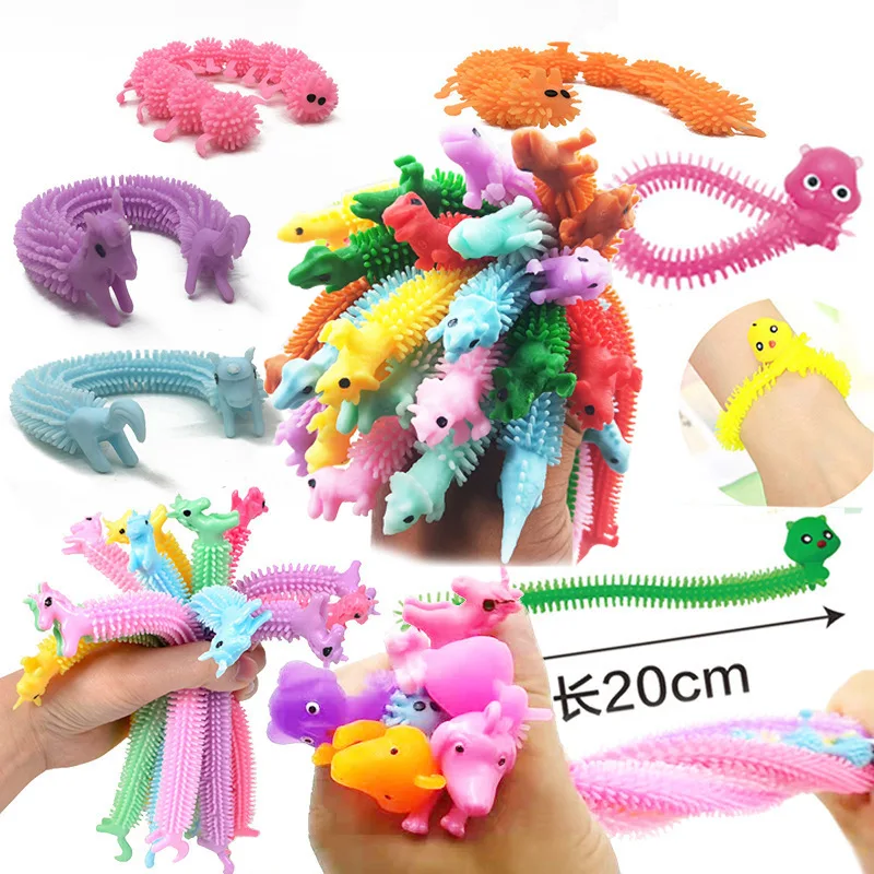 3Pcs/set Anti Stress Toys Worm Noodle Stretch String TPR Rope String Fidget Autism Vent Toy for Adults Kids Children