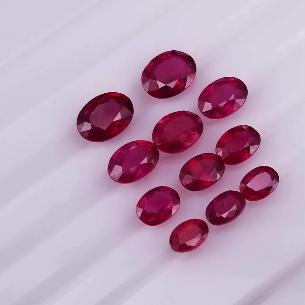 NGTC 100% Natural Stone Oval Cut 6X8 mm 1.9 Carat Loose Red Ruby Gemstone For Ring Making