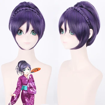 

Lovelive! Nozomi Tojo Yukata Kimono Cosplay Wig Purple Short Ponytails Synthetic Hair Love Live Women Costume Wigs Pelucas