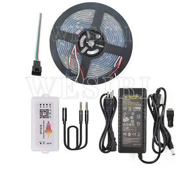 

DC 5V 150leds WS2812B Addressable LED Pixel Strip [5m/10m/15m/20m/25m/30m]+SP107E APP Music Controller+Power Supply Kit