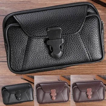 

2020 coin purse Men's Outdoor Fashion Trend Solid Color Lychee Leather Purse Coin Purse fanny pack Multifunction card holder