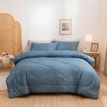 

Bedding Airable Cover Spring Autumn Winter Quilt Core Texture Plain Quilt Pillowcase Three-Piece Kid's Quilt Comforter Polyester