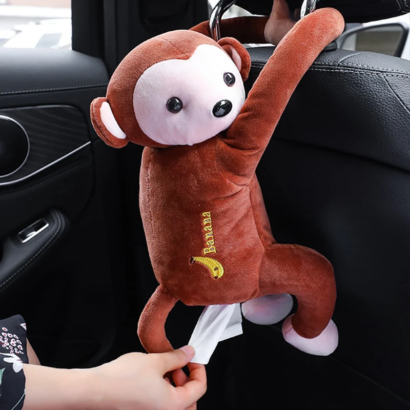 

Portable Paper Box Car Skin Fur Anorak You Tissue Box Automobile Car Hanging Type Cartoon Monkey Home Office Car Hanging Paper