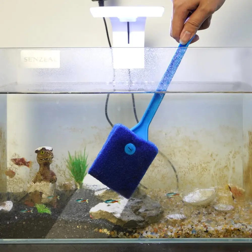 Senzeal аквариум Двусторонняя губка щетка качественных материалов садок для рыбы Чистящая губка, щетка