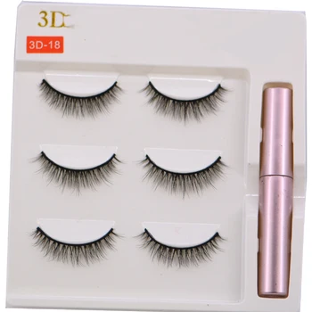 

High quality 3 Pairs Magnet Eyelash Magnetic Liquid Eyeliner & Magnetic False Eyelashes Waterproof Long Lasting Eyelash Extensi