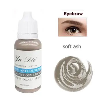 

1/2 Oz. Permanent Makeup Microblading Pigment Tattoo Ink Eyebrow Lips Lasting Color Body Tattoo Art (soft ash)