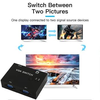 

2-Port VGA Monitor Sharing Switch Box Video Selector 2 In 1 Out for HDTV PC Office AS99