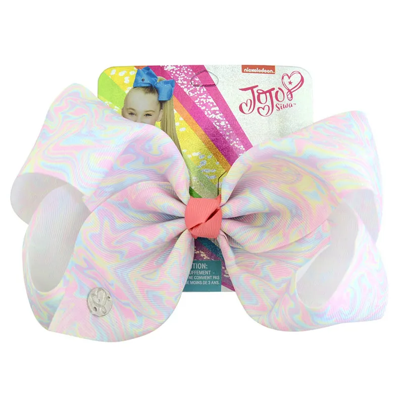 8 дюймов Jojo Siwa Sequin Kiss Hair банты с зажимом ручной работы бутик узел Джамбо шпильки для волос аксессуары для волос - Цвет: 6