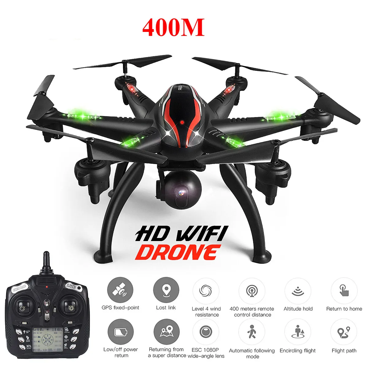 

RC Drone GPS 5G WiFi 1080P Camera Smart Follow Mode 6 Axis Gyro Quadcopter Professional 5G WiFi Drone Aerial Photography