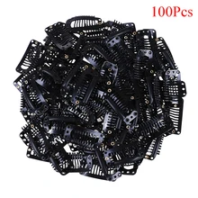 10/100 шт U/провода Форма зажимы резиновая парик заколки для волос на заколках черного 3,3 см x 9 см когти парик расчески Заколки для волос для ткань расширения