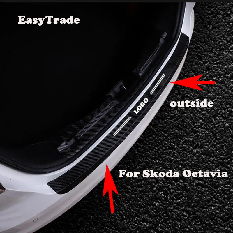 

Car Rear Door Sill Plate Protector Anti-Scuff Trunk outside door sill Leather sticker For Skoda Octavia A7 A4 A5 accessories