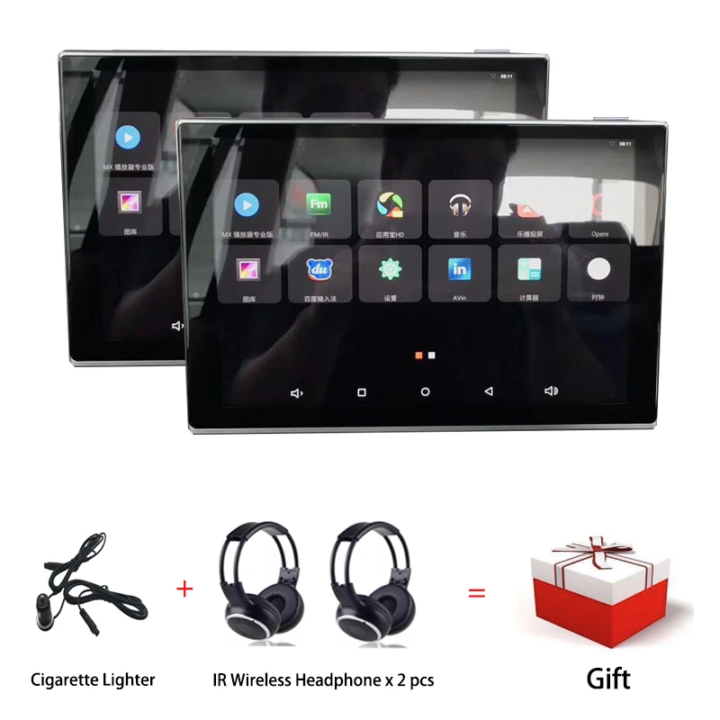 Two pcs 11,8 дюймов для заднего сидения автомобиля, Экран HD 1920X1280 воспроизведение видео в формате 4K Android 8,1 сзади развлечения Системы с WI-FI Bluetooth USB ИК - Цвет: Two pcs