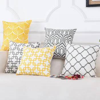 

Embroidery Pillowcases,Cotton Pillow,Yellow Carved Window Pattern Cover and Core for Car,45 Cm Decorative Pillow