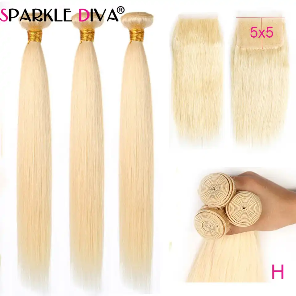 613 Blonde Bundles With 5x5 Closure Brazilian Straight Human Hair Weave Bundles 8 30 Inch 613 Bundles With Closure Remy Hair 3 4 Bundles With Closure Aliexpress