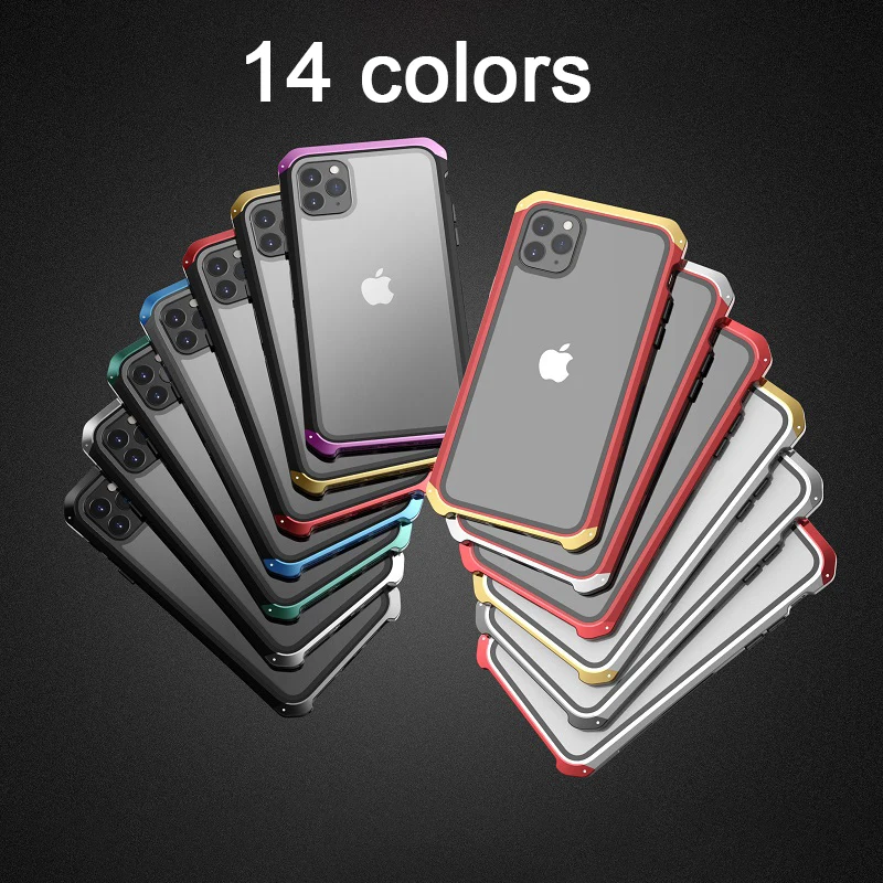 Металлический алюминиевый чехол для Iphone 11, чехол-гибрид из поликарбоната, задняя крышка из закаленного стекла для Iphone 11 Pro Max, чехол, противоударный чехол, Fundas