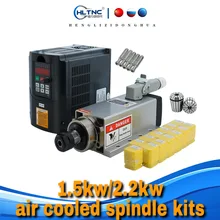 2200W/2.2kw 1500w/1.5kw 24000rpm air cooled cnc spindle motor+HY/YL inverter+1set ER20/ER11 collet for CNC milling machine
