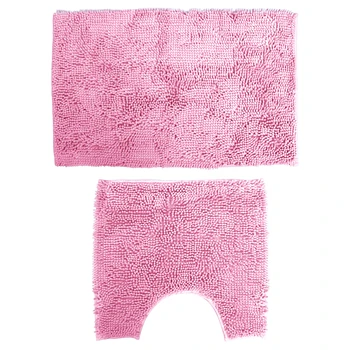 

2Pcs Bathroom Absorbent Pad Non-Slip Rug Chenille Bath Rug Kitchen Mat