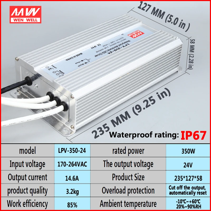 350W24V14. 6A водонепроницаемый выключатель питания Одиночная группа DC Выход 12v36V48V открытый трансформатор дождя
