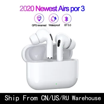 

Original Pro 3 TWS 1:1 Clone Airpodering Support Rename GPS Wireless Headphones Earbuds Bluetooth Earphone PK I9000