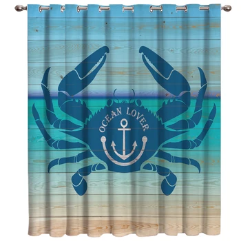 

Lovely Sea Creatures For Retro Wood Grain Sea Lovers Room Curtains Large Window Curtain Lights Living Room Curtains Kitchen
