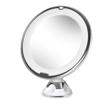 

10X Magnifying Lighted Vanity Makeup Mirror With Natural White Led, 360 Degree Swivel Rotation And Locking Suction
